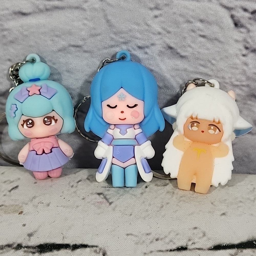 Bubble Girl Anime Blind Box Keychain Figures PVC Minis‎ Lot Of 3 All Different